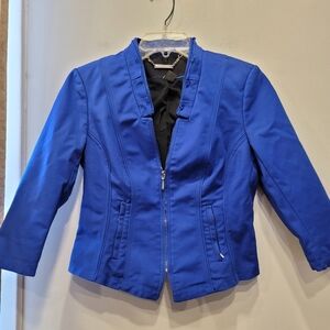 Sz 4 Cobalt Blue White House Black Market Jacket Moto Biker-Style